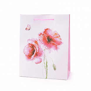 Пакет подарочный "Нежные цветы" с глиттером