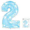 Цифра 2 Светло-голубая в упаковке / Two, фольгированный шар