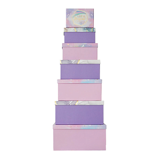 Набор подарочных коробок 7 в 1 "С Днем Рождения! Нежность", Тиснение фольгой (2 дизайна)