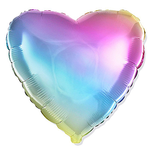 Сердце Радуга нежный градиент / Rainbow gradient, фольгированный шар