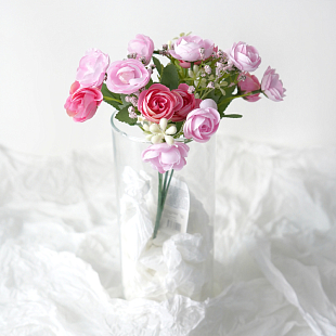 Розы пионовидные искусственные, 15 бутонов, Розовый