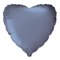 Сердце Стальной голубой сатин / Satin steel Blue, фольгированный шар