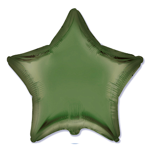 Звезда Темно-зеленый сатин / Satin Dark green, фольгированный шар