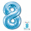 Цифра 8 Нежная голубая в упаковке / Eight, фольгированный шар