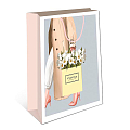 Пакет подарочный "Девушка с пакетом цветов", Розовый 