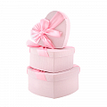 Набор подарочных коробок 3 в 1 "Сердце с бантом" Розовый