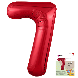 Цифра 7 Красная Slim в упаковке, фольгированный шар
