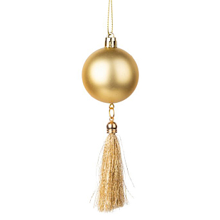 Новогоднее  украшение Золотой шарик с кисточкой 