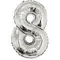 Цифра "8" Серебро в упаковке /Eight, фольгированный шар