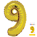 Цифра 9 Золото в упаковке / Nine, фольгированный шар