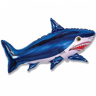 Акула (синий) мини, фольгированный шар