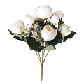 Розы пионовидные искусственные, 9 бутонов, Белый