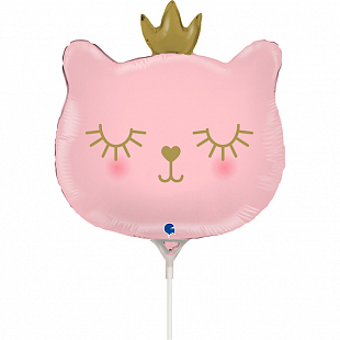Котенок принцесса. Розовый мини, фольгированный шар