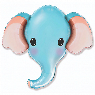 Слоник голубой голова мини, фольгированный шар