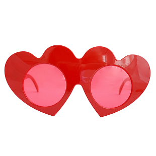 Карнавальные очки "Сердца" Красные