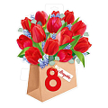 Плакат "8 Марта. Красные тюльпаны"