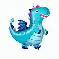 Динозаврик голубой, фольгированный шар