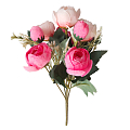 Розы пионовидные искусственные, 9 бутонов, Розовый