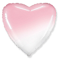 Сердце Бело-розовый градиент / White-Pink gradient, фольгированный шар