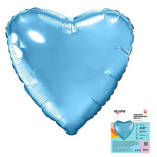 Сердце Холодный голубой в упаковке, фольгированный шар