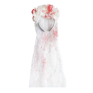 Ободок "Хеллоуин" с белыми цветами с кровью и фатой