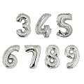 Цифры Серебро в упаковке / Three, фольгированные шары
