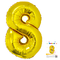 Цифра "8" Золото в упаковке / Eight, фольгированный шар