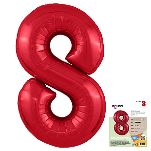 Цифра 8 Красная Slim в упаковке, фольгированный шар