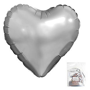 Сердце Серебро, фольгированный шар