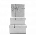 Набор подарочных коробок 3 в 1 "Квадрат. Серебро с глиттером"