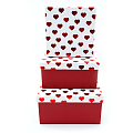 Набор подарочных коробок 3 в 1 "Красные сердца" Тиснение фольгой