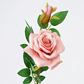 Роза искусственная с зеленью, Розовая