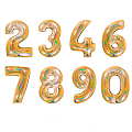 Цифры Золото голография в упаковке, фольгированные шары