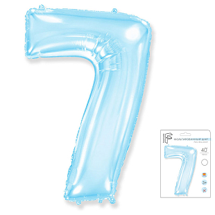 Цифра 7 Светло-голубая в упаковке / Seven, фольгированный шар