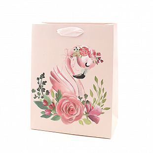 Пакет подарочный "Волшебный фламинго" с глиттером