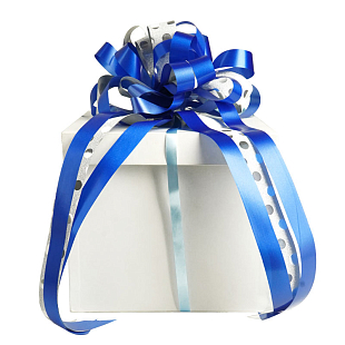 Подарочный Бант-шар С глиттером "Горох" Синий с серебром