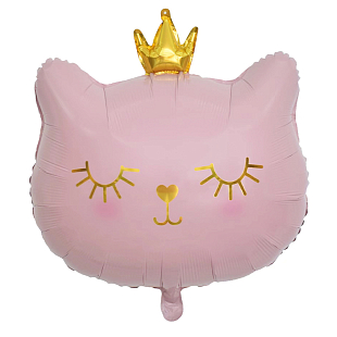 Котенок принцесса розовый голова, фольгированный шар
