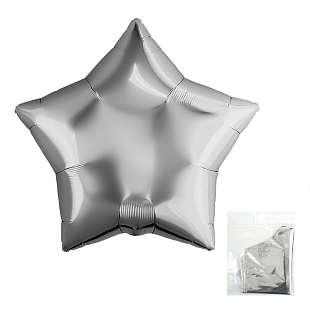 Звезда Серебро в упаковке, фольгированный шар