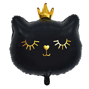 Котенок принцесса черный голова, фольгированный шар