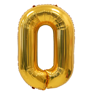 Цифра "0" золото в упаковке / Zero, фольгированный шар