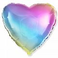 Сердце Радуга нежный градиент / Rainbow gradient, фольгированный шар