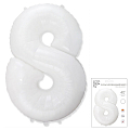 Цифра 8 Белая в упаковке / Eight (без металлизации), фольгированный шар