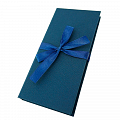 Коробка подарочная для денег "Строгий синий, тиснение лен" 