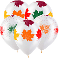 Осенние листья Разноцветные, Прозрачный Кристал, 5 ст., латексный шар