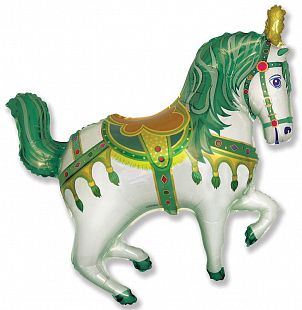 Нарядная лошадь (зеленая), фольгированный шар