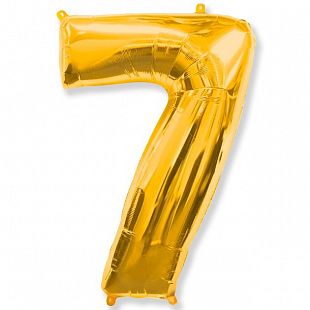 Цифра 7 Золото / Seven, фольгированный шар