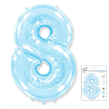 Цифра 8 Светло-голубая в упаковке / Eight, фольгированный шар