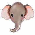 Слоник серый голова мини, фольгированный шар