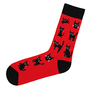 Подарочные носки "с Черным котом", Красные 