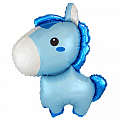 Лошадка голубая мини, фольгированный шар